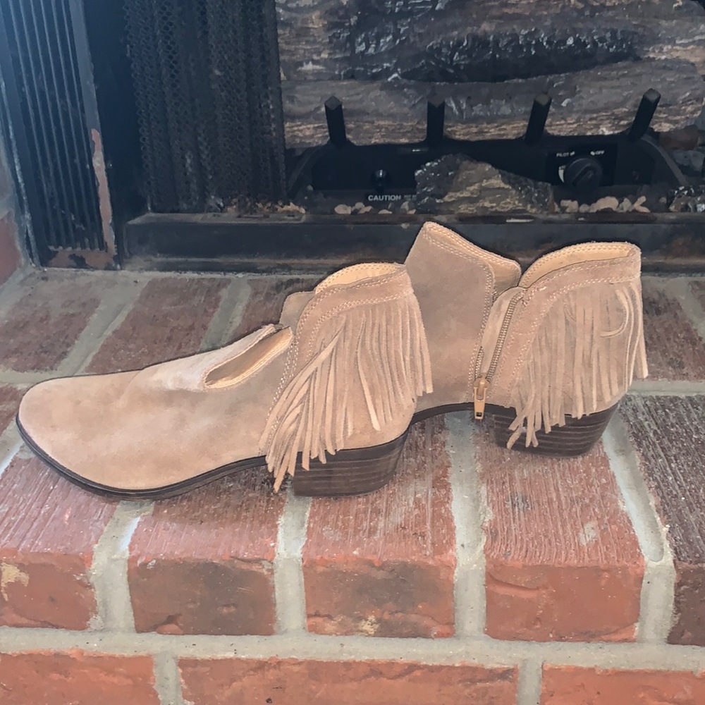 Lucky brand fringe suede booties